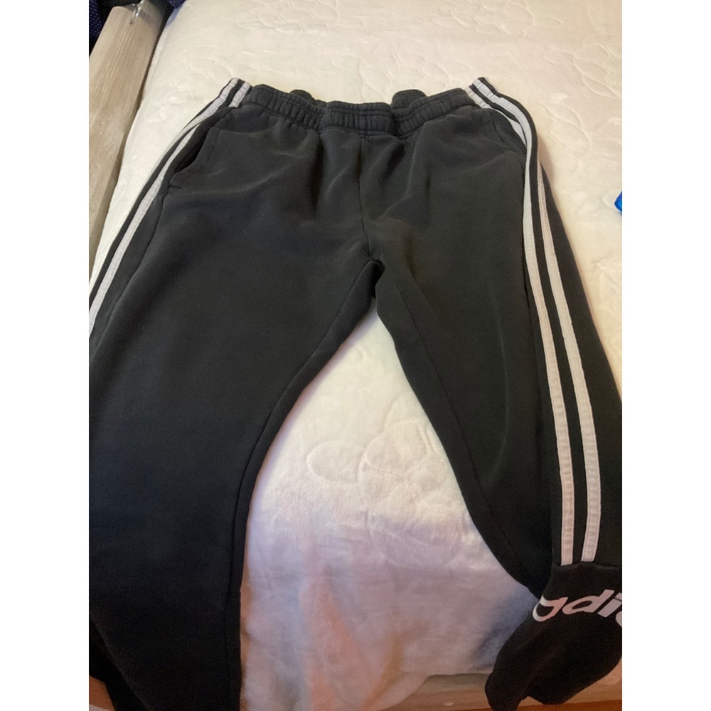 Adidas Mens Black Fleece Jogger Sweatpants Three Stripe Logo Size L